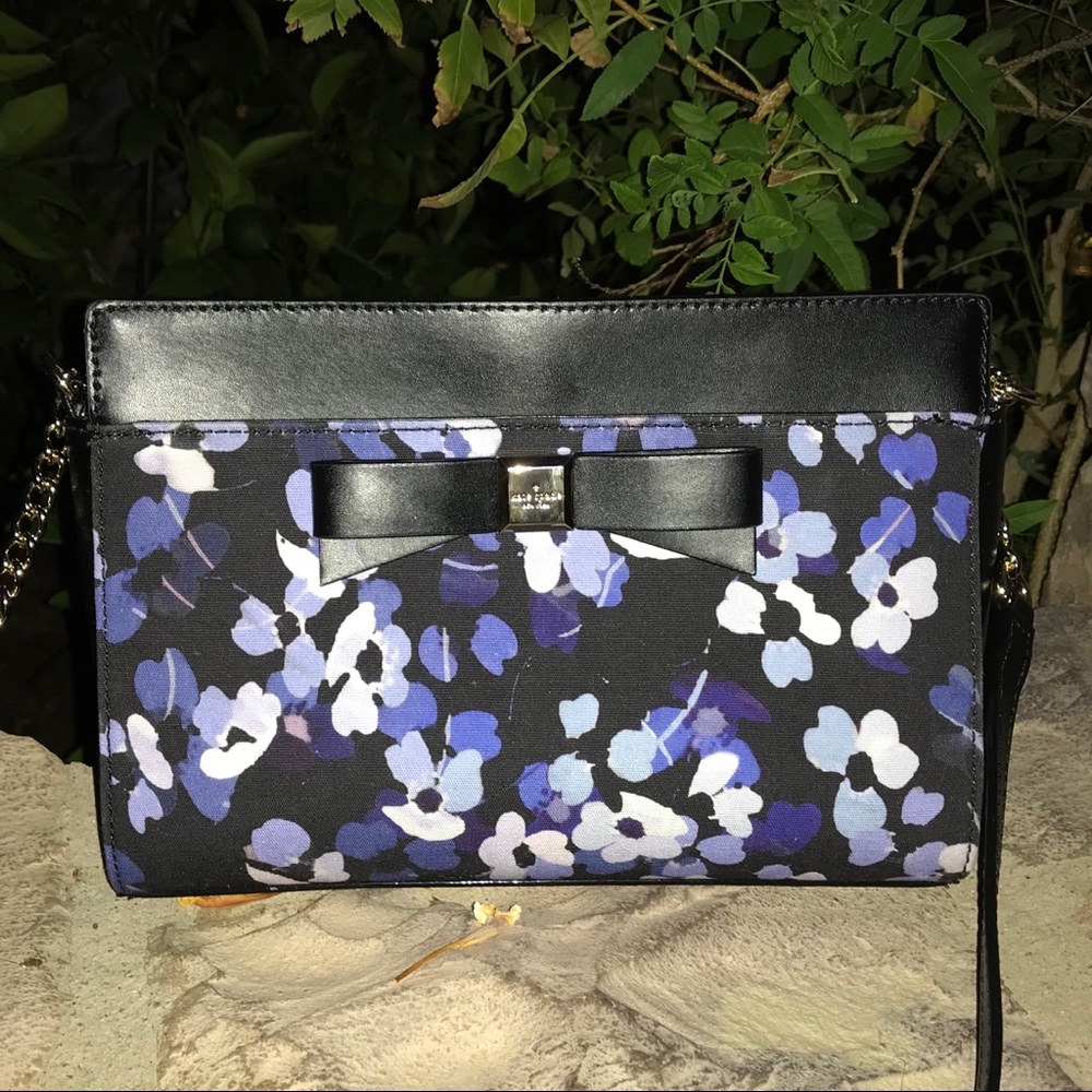 Kate Spade floral and Leather Bow Crossbody